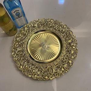 Plateau à fruits en dentelle vintage de luxe, lourd, à bords irréguliers, or, argent, or rose, noir, plateau décoratif - Product Image 6