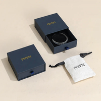 Boîte à bijoux personnalisée avec logo imprimé, boîte à bijoux en velours recyclable, pochette à cordon, sac en papier et boîte d'emballage pour bijoux