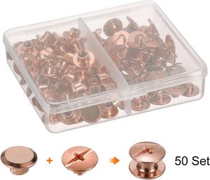 HARFINGTON Sets Chicago Screws Leather Rivets M Inch Belt Binding Metal Screws For Leathercraft Bag Shoes <b>Purse</b> Bookbinding Rose - Product Image 3
