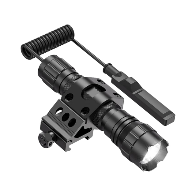 Tactical Flashlight 1200 Lumen Matte Black LED Outdoor Light With Pressure Switch Included