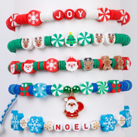 Kit de Fabricación de Pulseras Navideñas DIY, Cuentas de Arcilla Polimérica, Set de Cuentas de Árbol de Navidad, Muñeco de Nieve y Santa Claus para Niños, Manualidades de Joyería Navideña