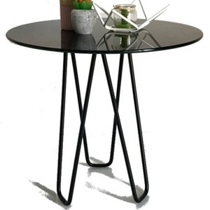 Table basse ronde moderne avec plateau en verre trempé et pieds en métal, design minimaliste pour le mobilier de salon - Product Image 1
