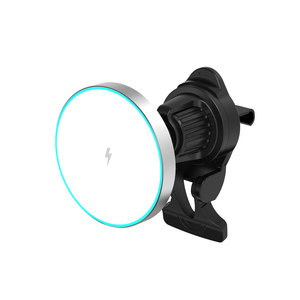 Support de téléphone magnétique N52 puissant en alliage d'aluminium pour voiture, <span class=keywords><strong>chargeur</strong></span> sans fil 360° réglable pour grille d'aération, charge rapide 15W, lumière bleue ambiante - Product Image 3