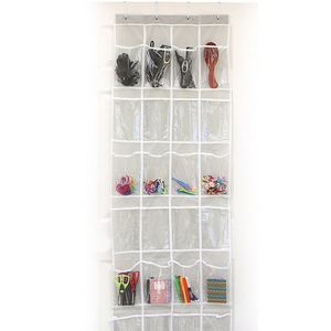 4-hook 24-grid Transparent <b>Storage</b> Bag Behind the Door Non-woven Six-layer <b>Shoes</b> Buggy Bag <b>Storage</b> Bag PVC Buggy Bag - Product Image 2