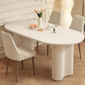 Ensembles de Tables à Manger Modernes et Durables en Pierre Frittée et Céramique avec Piètement en Bois – Mobilier Polyvalent pour Maison, Bureau et Entrée - Product Image 4