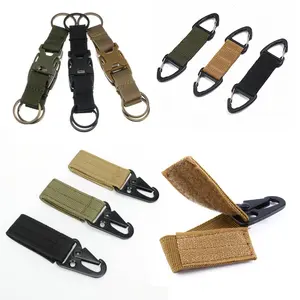 Keychain Chain Multi-function Carabiner Olecranon Clasp Key Chain Outdoor Nylon Backpack Tactical Webbing Keychain With Hook And Loop