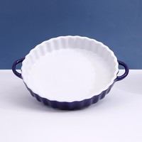 Assiette de fête en céramique à bord ondulé, résistante aux hautes températures, avec double poignée, 8 pouces, en grès massif, style nordique moderne, pour pizza, vente en gros