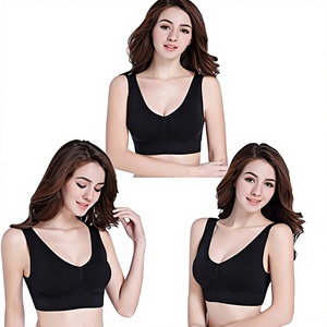 Soutien-gorge de sport pour femme, 100 % nylon, uni, sans couture, sans armatures, bretelles croisées, maintien moyen, décolleté en V, lot de 3, avec logo frontal - Product Image 3