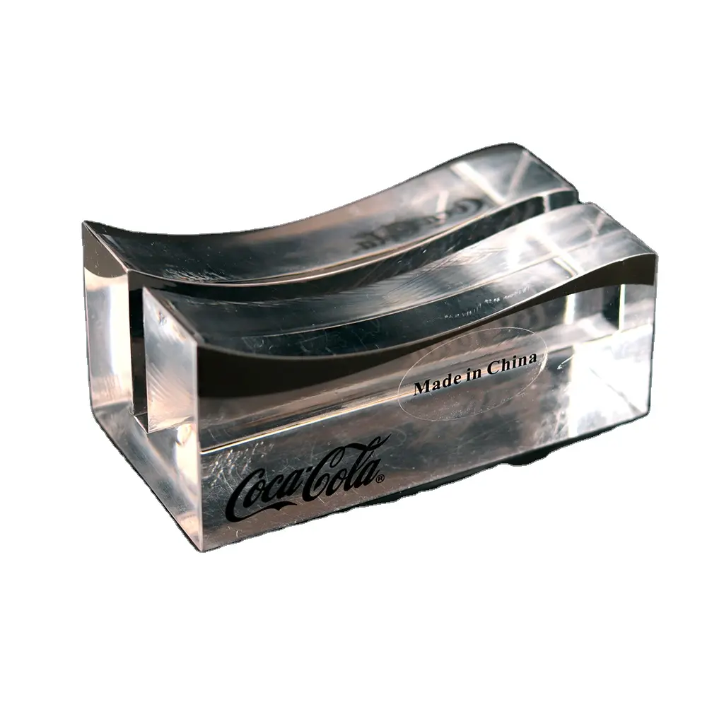 Custom design high quality clear solid acrylic block fossil display block card holder base