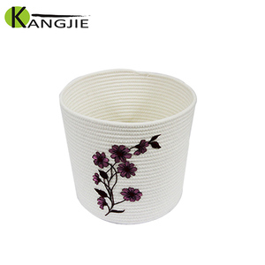 Panier de rangement en corde de coton imprimé à chaud fait main, en promotion - Product Image 1