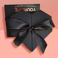 Boîte cadeau à double porte, ouverture à la française, boîte d'emballage carrée en marbre rose, boîte cadeau pour anniversaire, Saint-Valentin avec ruban et nœud