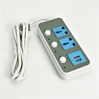 Stop Kontak Listrik Anjehold Factory Wholesale Independent Switch Power Strip 2 Outlet 2 USB Multi Plug Extension Socket untuk Rumah dan Kantor