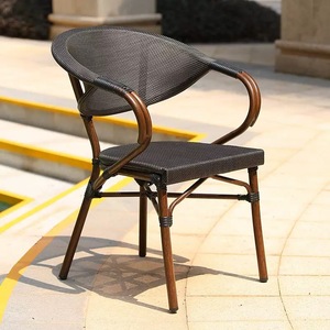 Nordic Rope Rattan aluminum Waterproof Dinning <b>Chair</b> Patio Restaurant Aluminium <b>Stackable</b> Outdoor <b>Dining</b> <b>Chair</b> for Garden hotel - Product Image 6