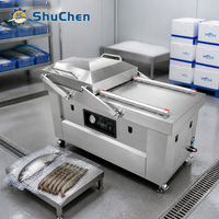 Shuchen Volledig Automatische Dubbele Kamer Elektrische Vacuümcompressie Verpakkingsmachine voor Groenten Fruit Vis Vlees