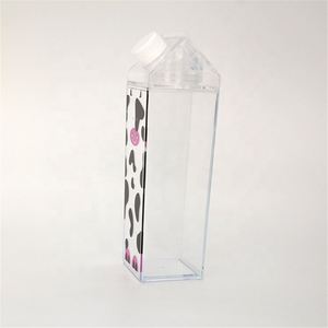Bouteille d'eau et carafe en forme de lait de style vintage transparente de 500 ml, réutilisable, en plastique transparent, avec boîte en carton - Product Image 2