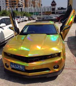 Film de vinyle <span class=keywords><strong>holographique</strong></span> or irisé Chrome Laser vinyle rouleau sans bulles enveloppe de voiture 1.52*17m - Product Image 1