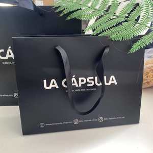 Custom Gold Foil Logo Paper Bags with Satin Ribbon Handles - Luxury Shopping Bags Giant Paper Bag - Product Image 5