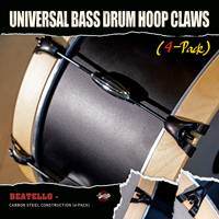 Beatello Carbon Steel Bass Drum Hoop Claws | Universal Fit 4-Pack | Professional Heavy-Duty Hardware | Easy Installation | Black