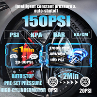 Démarreur de voiture 3000A avec compresseur d'air, booster de batterie, gonfleur de pneus 150 PSI, arrêt automatique, lumière LED d'urgence 12V