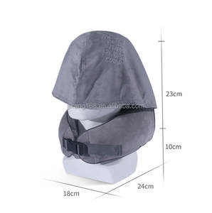 Bantal leher perjalanan dengan bantal Hoodie pesawat busa memori berkualitas cocok untuk <span class=keywords><strong>Kit</strong></span> tidur berkendara mobil kantor dengan penyumbat telinga tas mewah - Product Image 3