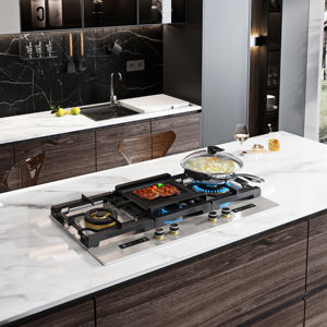 भारी शुल्क 36 इंच अंतर्निहित स्टेनलेस स्टील गैस स्टोव 4 बर्नर कुकचोक कास्ट आयरन ग्राट्स घरेलू उपयोग फ्लैमेआउट के लिए नियंत्रण - Product Image 1