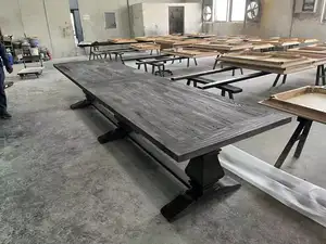 Mid Century Modern Rustic Farmhouse Antique 3m 4m Long Rectangle Reclaimed Solid Wood Dining Tables