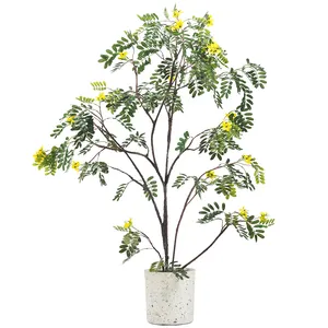 屋外と屋内の人工植物の木Sophora Tree Cassia開花鉢植えの木屋外の植物