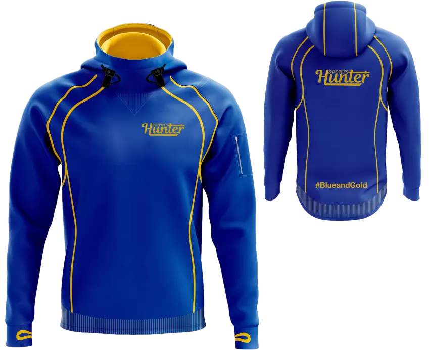 OEM personalizado alta qualidade Strip Design Hoodies azul e cor do ouro Hoodie para homens wome totalmente personalizado Hoodie