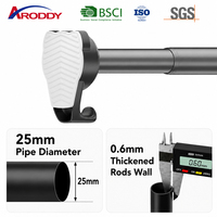 ARODDY Tringle à rideau en acier au carbone de 25 mm, à démontage facile, avec verrouillage interne, sans perçage, 0,7-1,2 m, pour salle de bain, douche, fenêtre, avec crochets