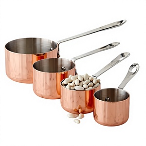 Ensemble de 4 tasses à mesurer en cuivre de qualité supérieure, différentes tailles, pour la maison et la cuisine - Product Image 1
