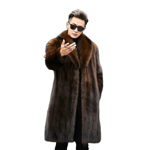 Cappotto Americano in Ecopelle <span class=keywords><strong>da</strong></span> <span class=keywords><strong>Uomo</strong></span>, Pelliccia Sintetica di <span class=keywords><strong>Visone</strong></span> Intero, Casual Business, Lungo, Caldo - Product Image 3