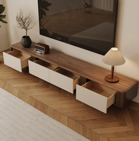 Ensemble table basse et meuble TV en noyer avec base en acier inoxydable, mobilier de salon moderne de luxe couleur crème avec rangement