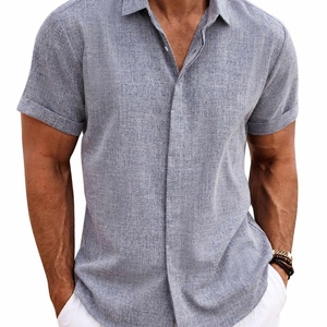 Camisa de Verano con Botones, Estilo Casual de Negocios, 100% Algodón Tejido, Transpirable, Antiarrugas, Absorbe la Humedad, para Gimnasio, Playa, Corporativo - Product Image 6