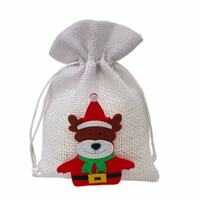 Divers sac cadeau de maille de lin de modèle de Noël pour l'emballage de textile