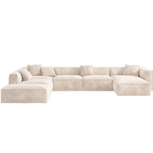 Sofá seccional minimalista de 7 plazas en forma de U, muebles modernos para sala de estar, sofás modulares de tela en forma de <span class=keywords><strong>L</strong></span> de estilo Simple - Product Image 5