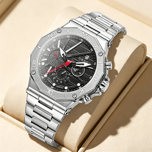 Montre à quartz de luxe DK&YT pour <span class=keywords><strong>homme</strong></span>, acier inoxydable, cadran carré, chronographe en cristal, montre multifonction - Product Image 1