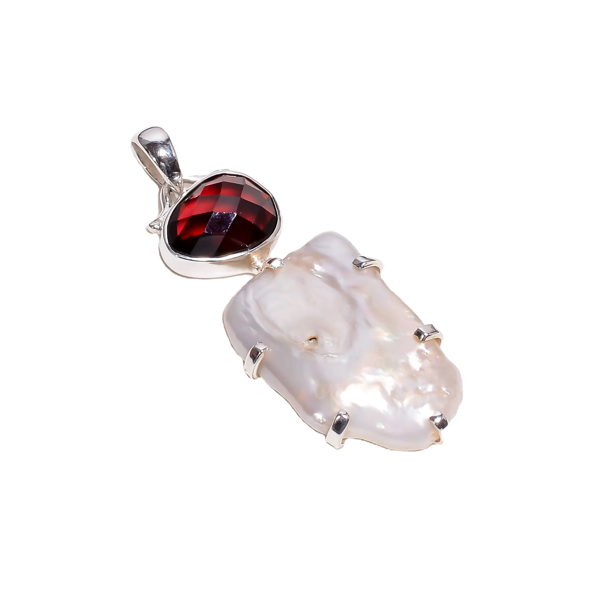 Trang Sức Bạc Sterling 925 Mặt Dây Chuyền Đá Quý Ngọc Trai Baroque Garnet Cho Phụ Nữ Bán Buôn Số Lượng Lớn Các Nhà Cung Cấp Mặt Dây Chuyền Bạc Tốt