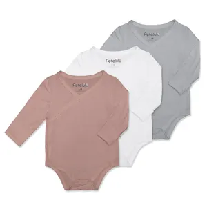 Cura della pelle pagliaccetto in cotone organico di bambù neonati comodi Unisex manica lunga body abbigliamento per bambini in bambù