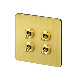 Momentâneo Intermediário 2 Way 86 Escondido Retro Vintage Alternar Interruptor De Alimentação Para Casa Metal Alavanca De Ouro Brass Luz Interruptores Puros