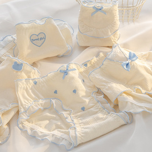 Ropa interior para niña, 5 piezas por lote, 95% algodón, calzoncillos encantadores de cintura media, bragas para estudiantes, niños, encaje, lazo sólido, piel, adolescentes, 2017 - Product Image 1