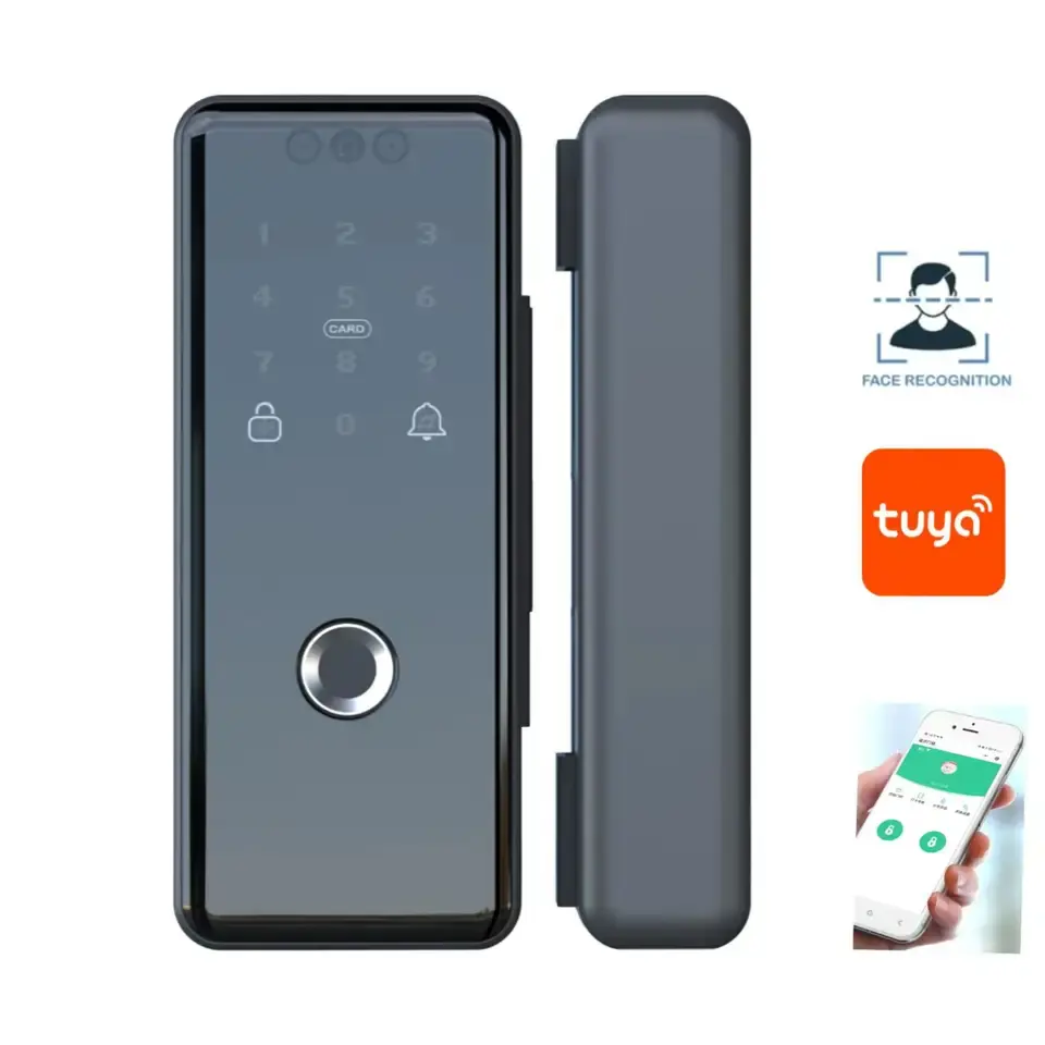 TOPTEQ G9 Porta De Vidro Smart Lock 3D Face Recognition Door Lock Controle De Acesso Escritório Frameless Glass Door Lock