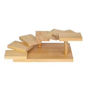 鍋レストラン寿司ディのための創造的な木製の正方形の回転フルーツペストリーディスプレイ棚収納トレイを所有しています