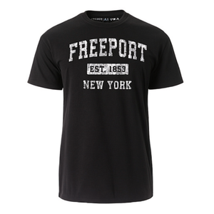 Freeport New York Est 1853 T-shirt vintage nera unisex taglia adulto - Product Image 2