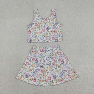 Uniformes Deportivos RTS, Uniforme de Animadoras con Flores, Falda Pantalón para Niñas Pequeñas, Conjuntos de Ropa al por Mayor para Hermanas - Product Image 4
