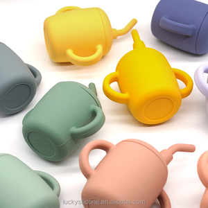 แก้วซิลิโคนสำหรับเด็กขายดี ป้องกันการหก แก้วน้ำเด็ก แก้วกาแฟเด็ก แก้วซิลิโคนพร้อมหลอดดูด - Product Image 3