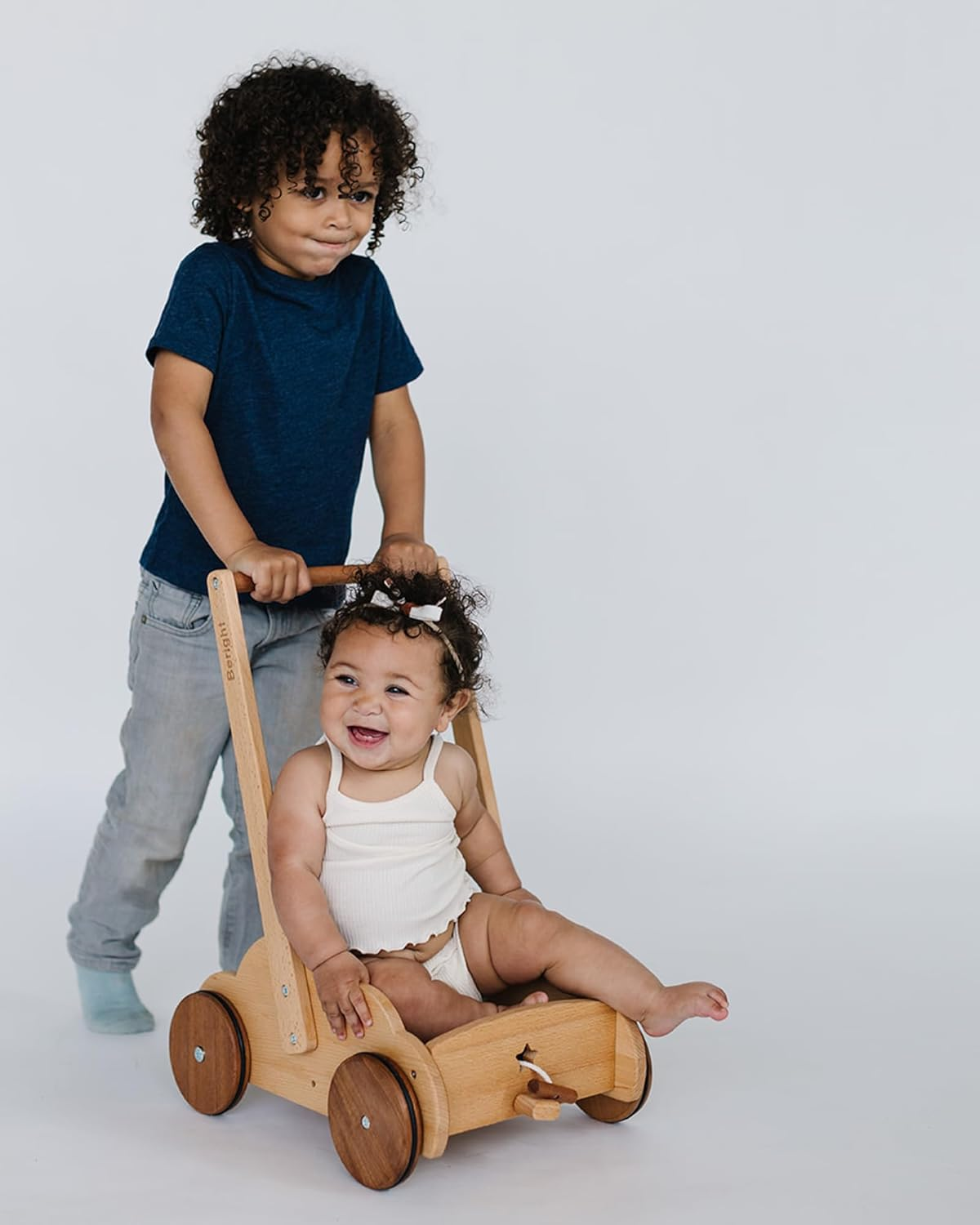 bear toy wooden push along