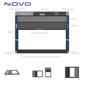 NOVO 3ème Génération Skylights Nid d'Abeille Jour et Nuit Stores Simples/Doubles Moteur <span class=keywords><strong>de</strong></span> Skylight Fenêtre <span class=keywords><strong>de</strong></span> <span class=keywords><strong>Toit</strong></span> pour Supermarché Occultation Totale - Product Image 1