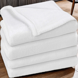 Custom Printed Solid Pattern 50x60 Minky 280GSM Flannel Fleece <b>Throw</b> Blanket Modern Baby Logo Sublimation White Airplane <b>Knitted</b> - Product Image 2