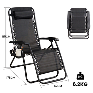 モダンデザイン調節可能屋外レジャー折りたたみ式無重力チェアソフトパッド日光浴ステンレス鋼リクライニング中庭用 - Product Image 5