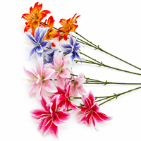 Fleur artificielle en soie Gloriosa Lily à 3 têtes, fausse fleur de lys flamboyant pour arrangements de mariage, décoration de maison et d'hôtel, vente en gros